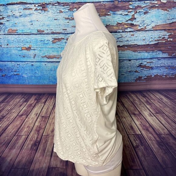StitchFix Market & Spruce white lace overlay top M - Picture 9 of 12